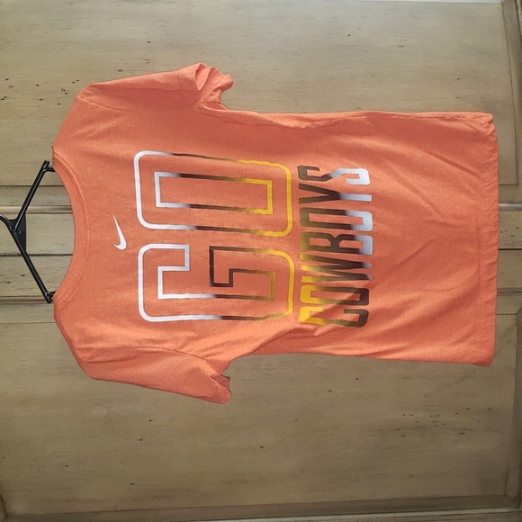 Nike Slim Fit Coup Tee V-Neck Short Sleeve OSU Cowboys Graphic Heather Orange L - Picture 3 of 7